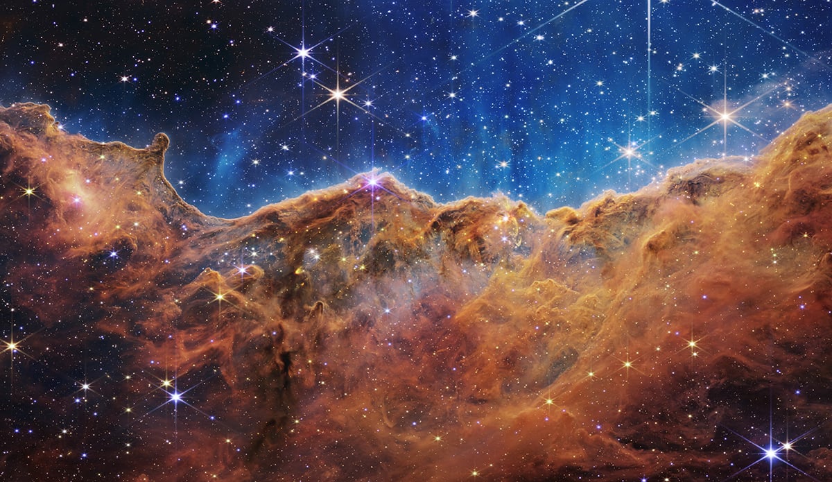 One of the first images of James Webb, in 2022, captured a part of the Carina Nebula. Credit: NASA, ESA, CSA, and STScI