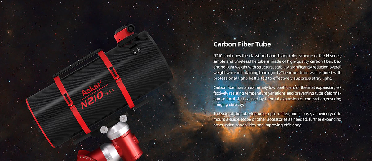The optical tube uses carbon fiber