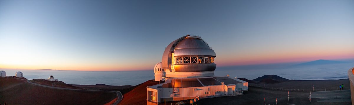 Panorama view of the Gemini North telescope at sunset. Credit: NOIRLab
