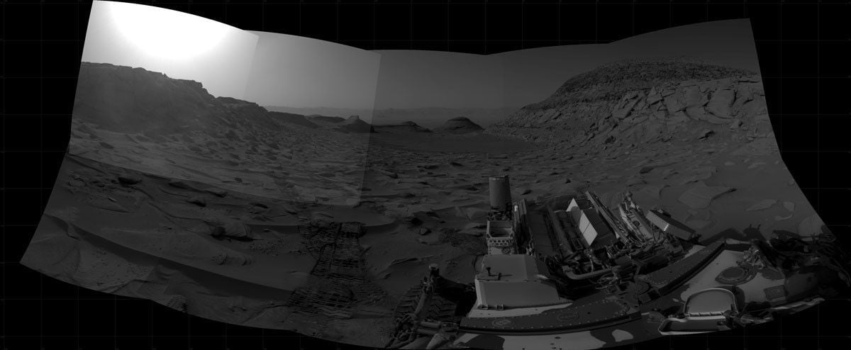 The black-and-white image captured in the afternoon. Credit: NASA/JPL-Caltech