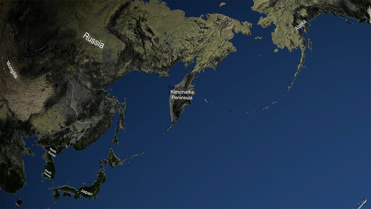Location of the volcano. Credit: NASA's Scientific Visualization Studio