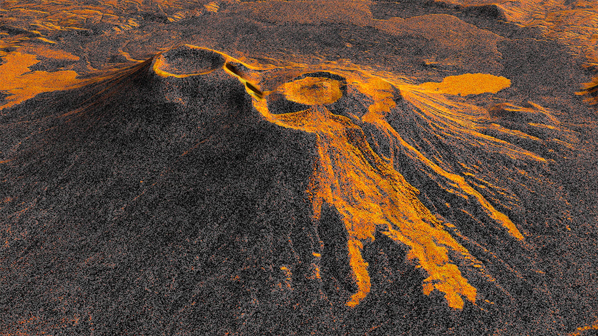 Radar images of the volcano before the eruption. Credit: NASA's Scientific Visualization Studio