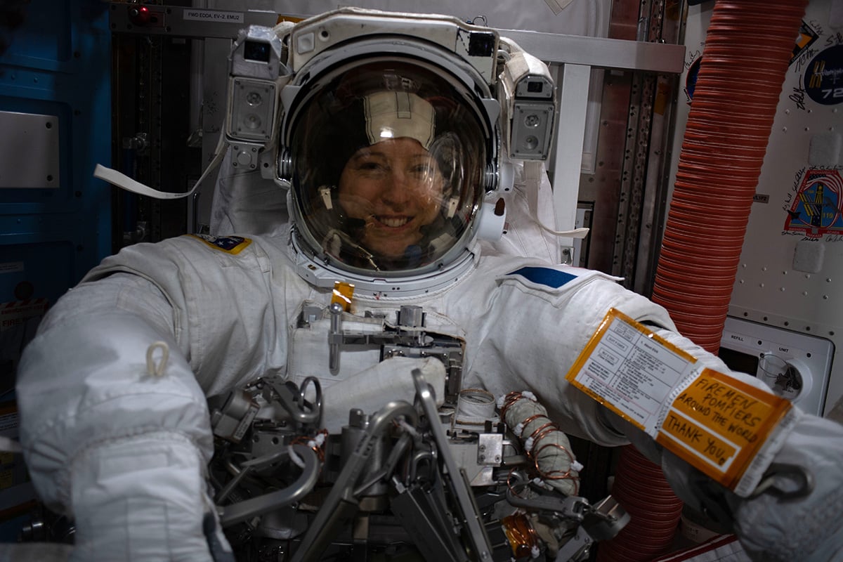 ESA astronaut Sophie Adenot at the end of her first spacewalk. Credit: ESA/NASA