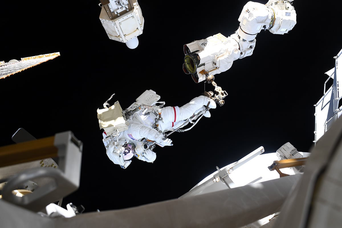 NASA astronaut Anil Menon during the spacewalk. Credit: ESA/NASA