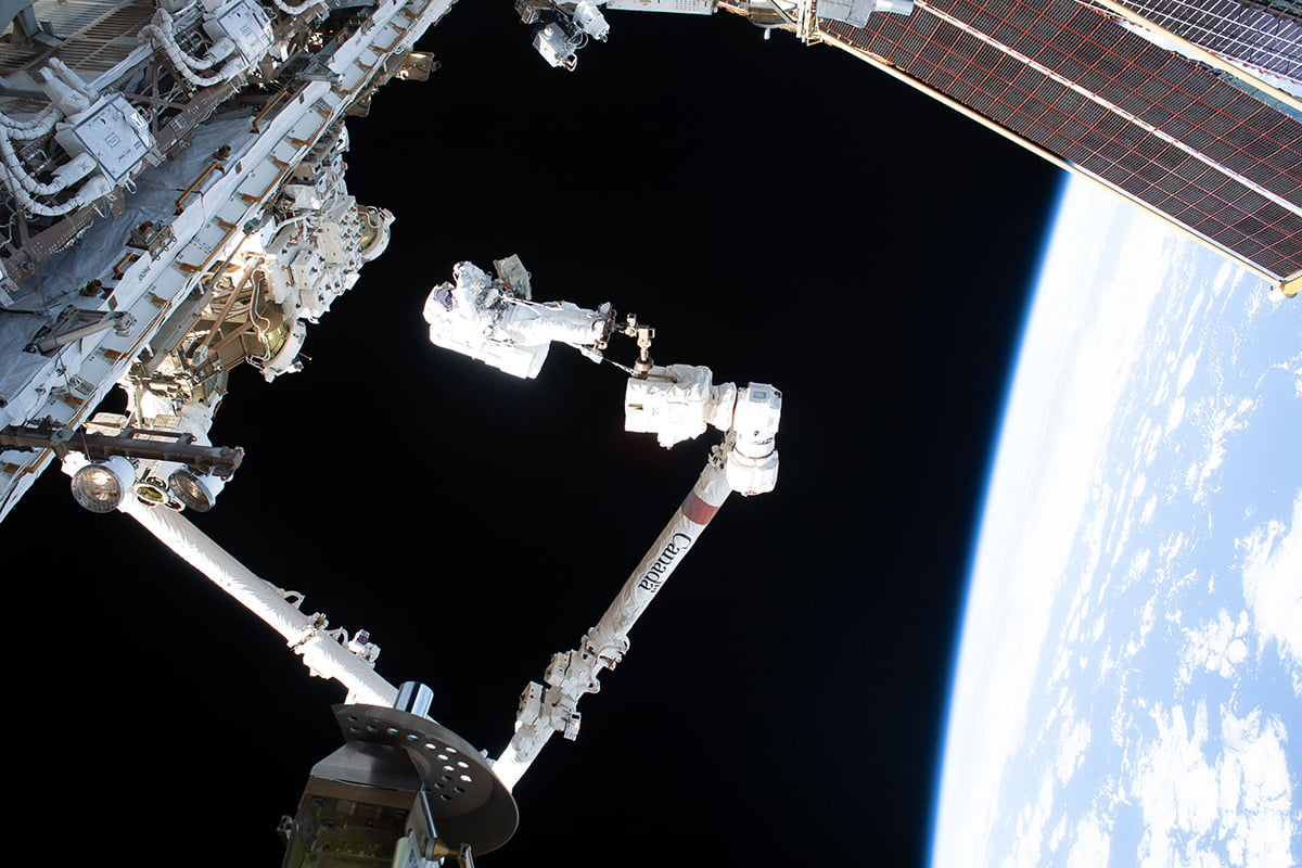 NASA astronaut Jessica Meir riding Canadarm2. Credit: ESA/NASA