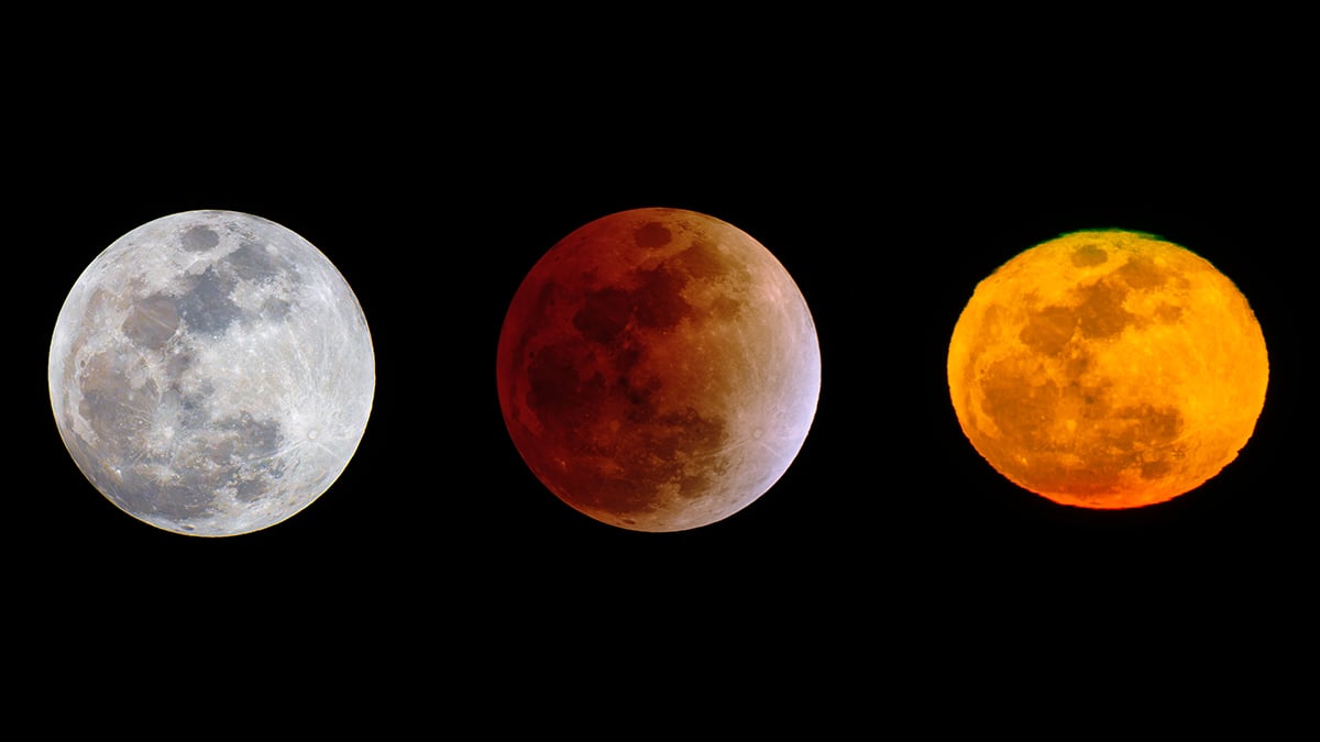 Photographer captures three faces of the moon in a single night cover