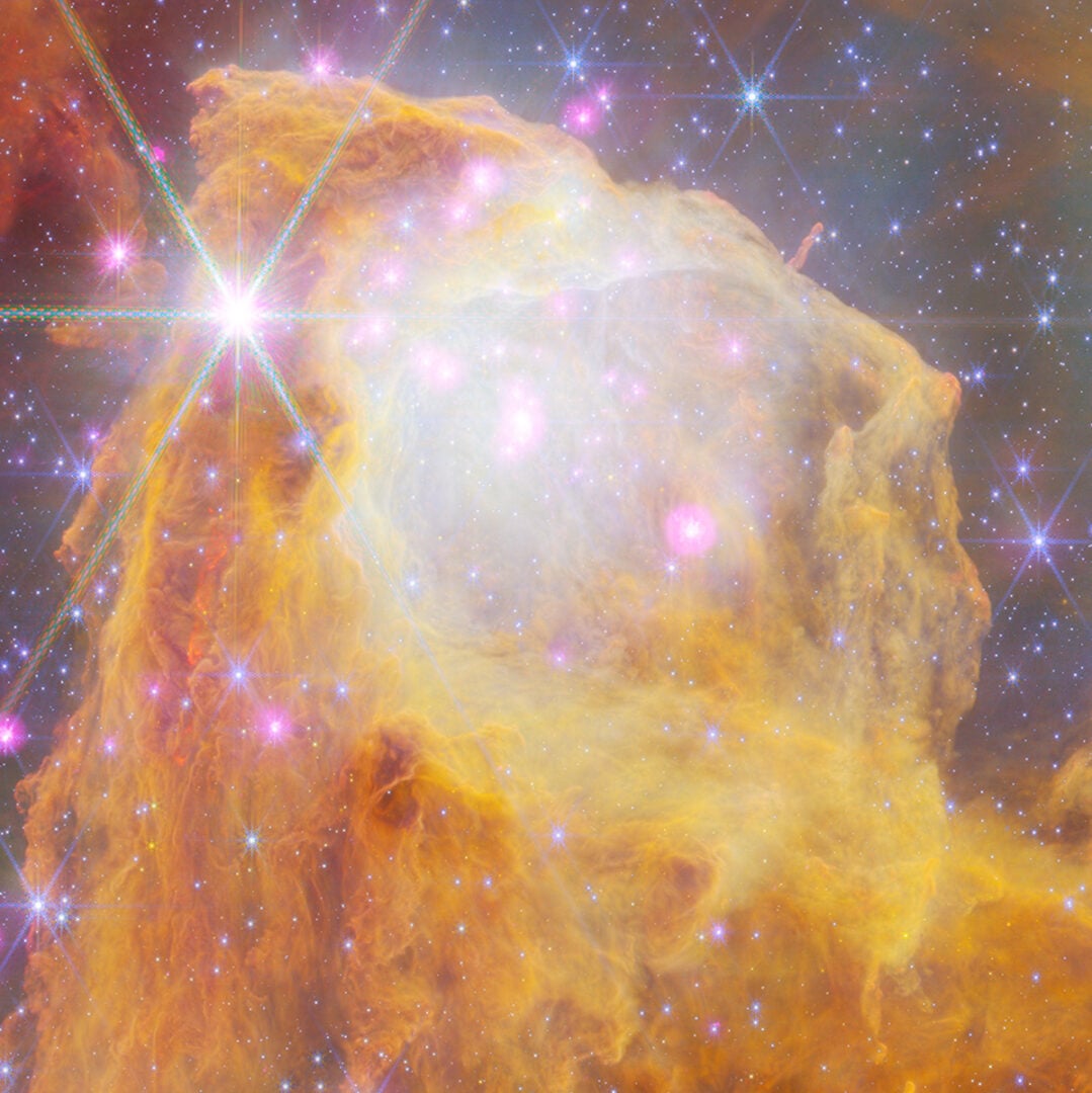A close-up view of the "head" of the Reaper. Credit: X-ray: NASA/CXC/SAO; Infrared: NASA/ESA/CSA/STScI