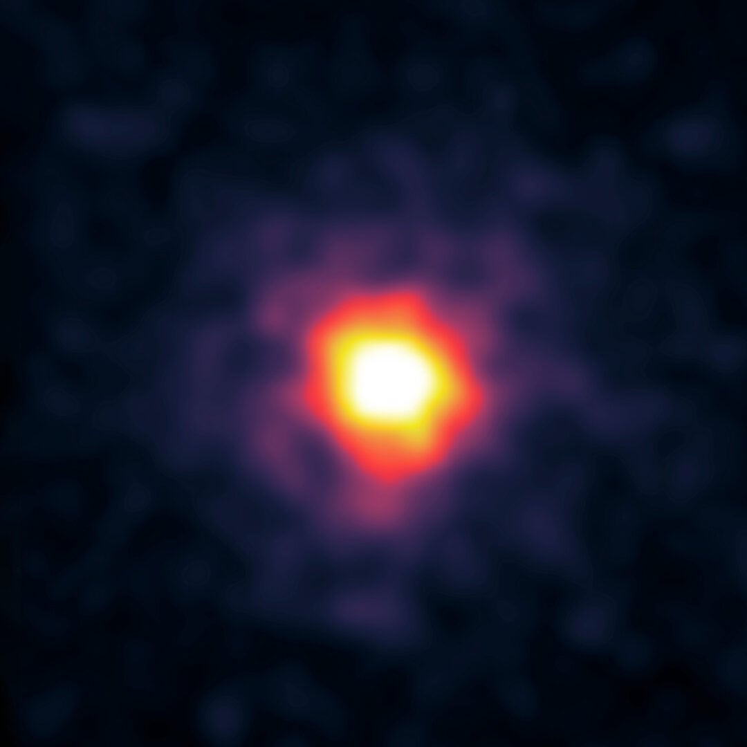 The Crab Nebula emits gamma rays from its central region, appearing nearly circular orange in this image by NASA's Fermi Gamma-ray Space Telescope. Credit: NASA/DOE/Fermi LAT/R. Buehler