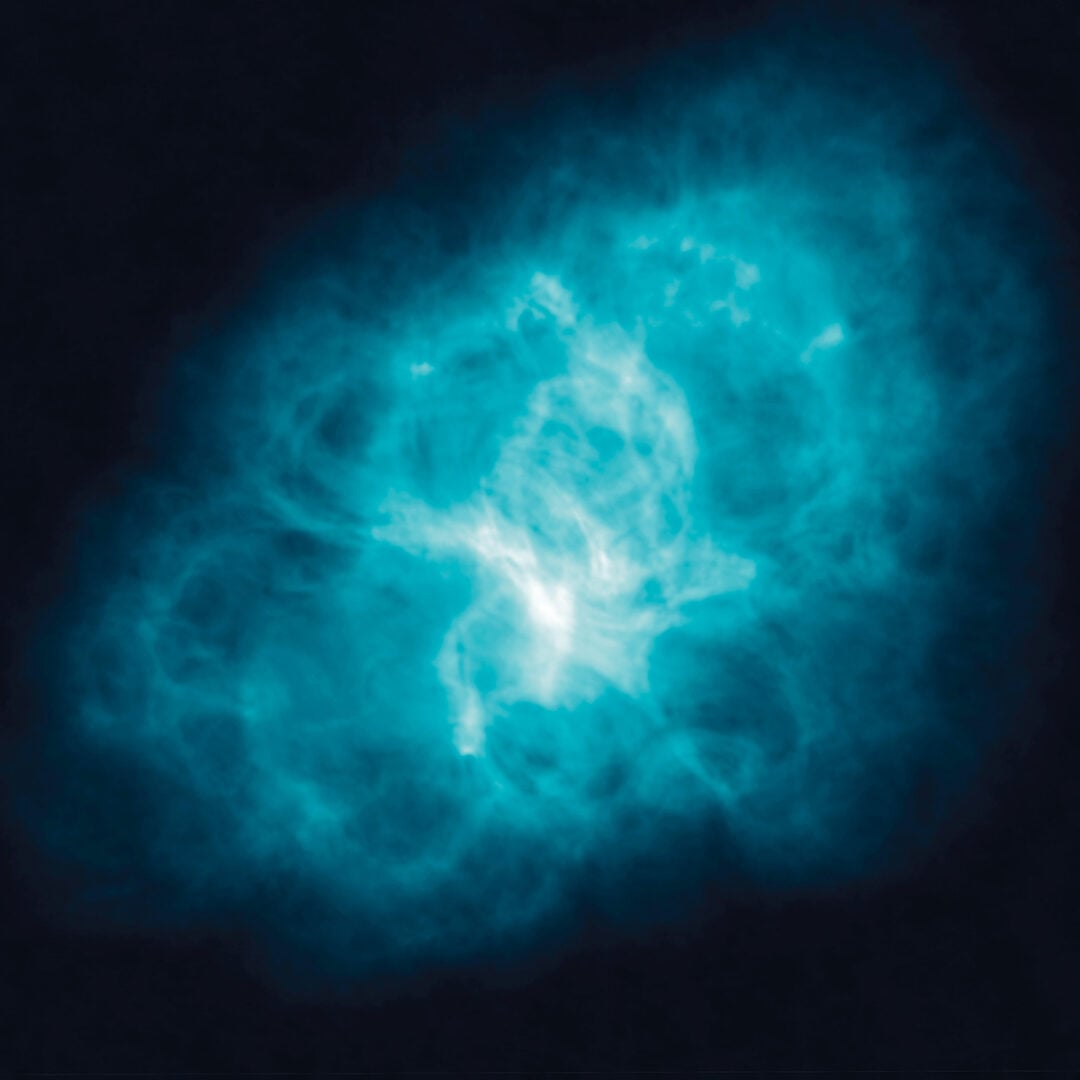 This radio image of the Crab Nebula from the Very Large Array shows the cool gas and dust blown out by the supernova winds. Credit: NRAO/AUI and M. Bietenholz