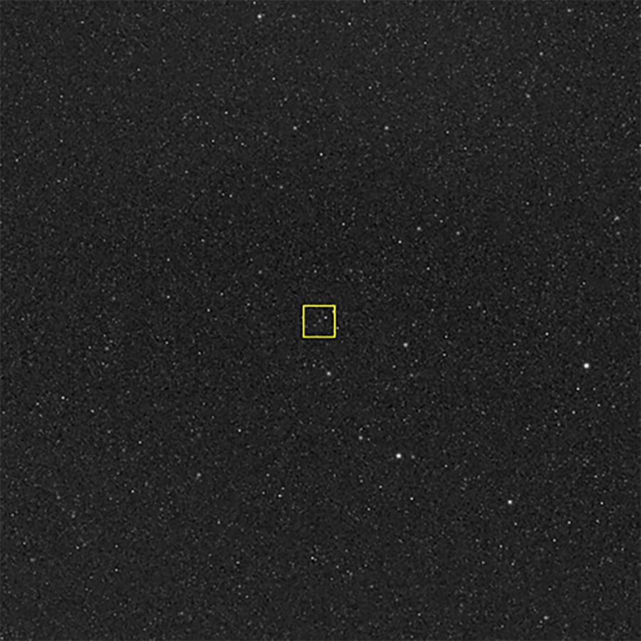 Didymos still appears smaller than a pixel in the image. Credit: ESA
