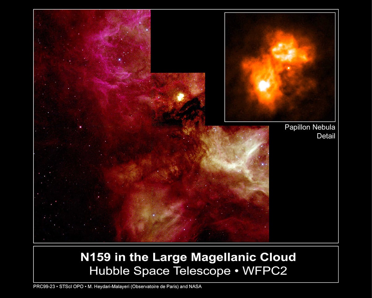 Hubble's view of the Papillon Nebula. Credit: M. Heydari-Malayeri (Paris Observatory) and NASA/ESA