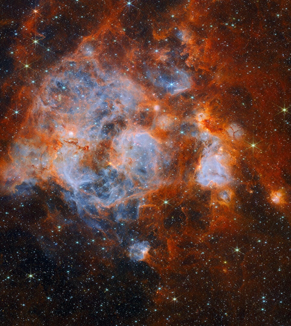 A wider view of the N159 region. Credit: ESA/Webb, NASA & CSA, E. Sabbi, M. Zamani (ESA/Webb)
