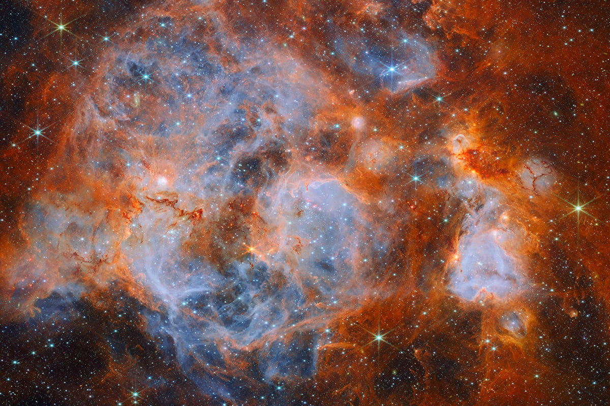 James Webb's image of the star-forming region named LHA 120-N 159, or simply N159. Credit: ESA/Webb, NASA & CSA, E. Sabbi, M. Zamani (ESA/Webb)