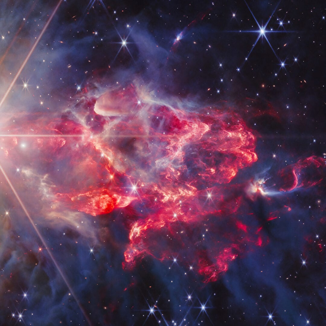 This region features multiple protostars. Credit: NASA, ESA, CSA, STScI; Image Processing: A. Pagan (STScI)