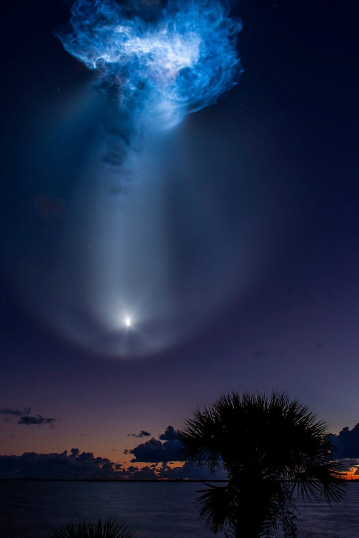 Launch of a SpaceX Falcon 9 rocket, with the company’s Dragon spacecraft atop. Image Credit: NASA