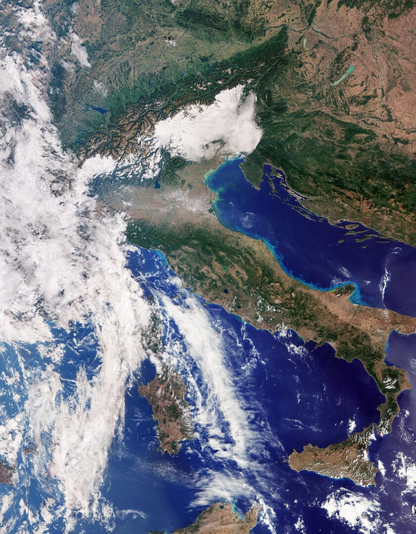 Italy and beyond imaged by Sentinel-3C. Credit: Copernicus Sentinel data (2026), processed by ESA