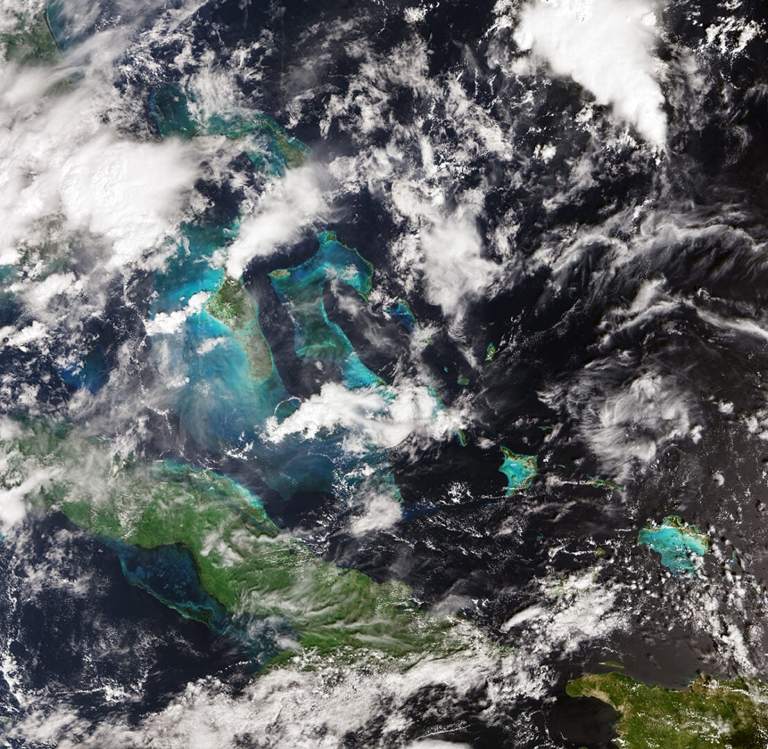 Sentinel-3C captures Caribbean shallows. Credit: Copernicus Sentinel data (2026), processed by ESA