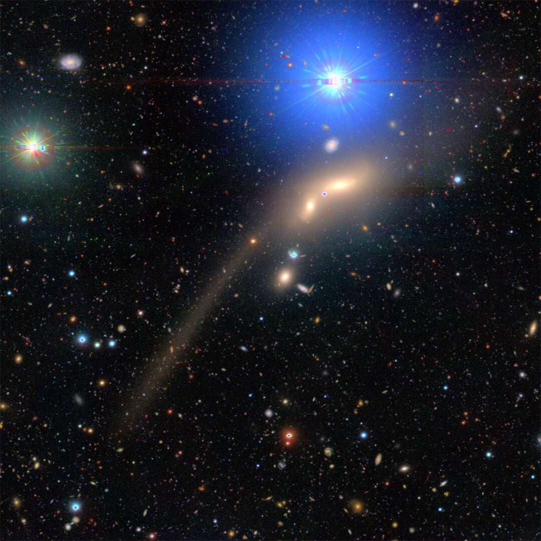 Subaru Telescope's image of Arp 323, a pair of interacting galaxies. Credit: NAOJ