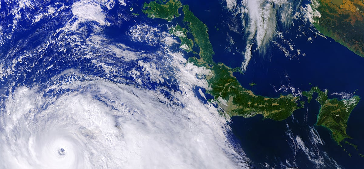 A visible light image of a typhoon, the usual type of typhoon image we are used to seeing. Credit: Copernicus Sentinel data (2019), processed by ESA