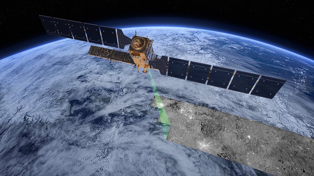 A representation of the Sentinel-1 satellite. Credit: ESA