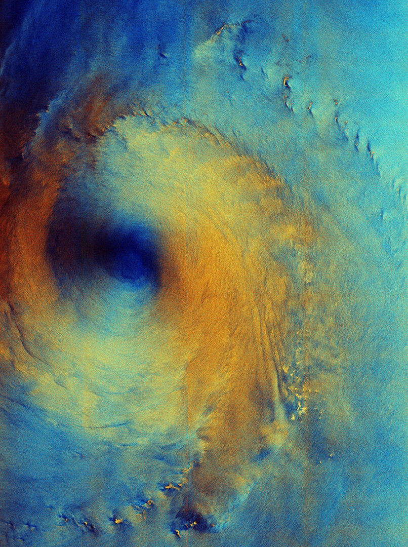 Sentinel-1's image of Typhoon Surigae. Credit: Copernicus Sentinel data (2026), processed by ESA